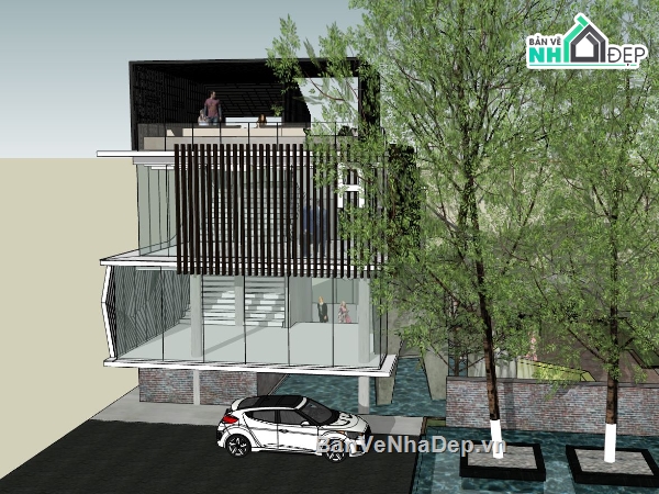 nhà làm việc,Sketchup mẫu nhà làm vc,file nhà làm việc