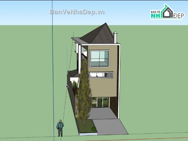 Nhà phố 2 tầng,model su nhà phố 2 tầng,sketchup nhà phố 2 tầng,nhà phố 2 tầng file su,file su nhà phố 2 tầng
