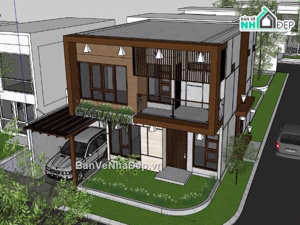 Nhà phố 2 tầng,model su nhà phố 2 tầng,nhà phố 2 tầng file su,sketchup nhà phố 2 tầng,nhà phố 2 tầng sketchup