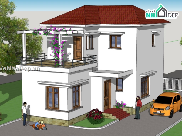 thiết kế nhà phố 2 tầng,sketchup nhà phố 2 tầng,model su nhà phố  2 tầng,kiến trúc nhà phố 2 tầng,mẫu nhà phố 2 tầng sketchup