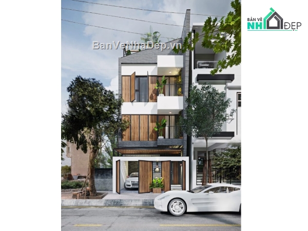 nhà 4 tầng,mẫu nhà phố 4 tầng,3dmax nhà phố 4 tầng