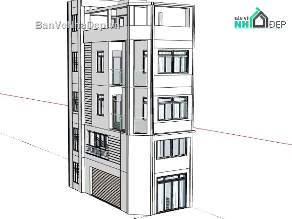 Nhà phố 5 tầng,model su nhà phố 5 tầng,file su nhà phố 5 tầng,sketchup nhà phố 5 tầng,file sketchup nhà phố 5 tầng