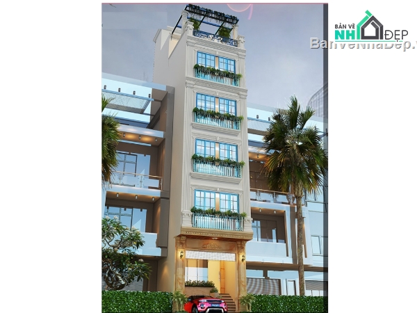 Nhà phố 6 tầng,cad nhà phố 6 tầng,file cad nhà phố 6 tầng