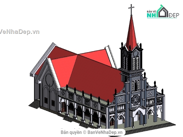 Revit nhà thờ,model nhà thờ,file cad nhà thờ,nhà xứ thiên chúa giáo