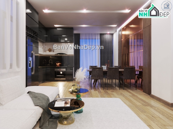 căn hộ cao cấp,sketchup nội thất căn hộ,nội thất căn hộ,model su căn hộ