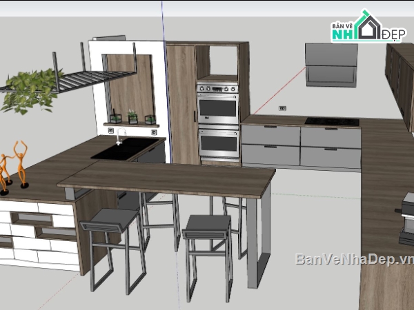 nội thất phòng bếp,su phòng bếp,model sketchup phòng bếp