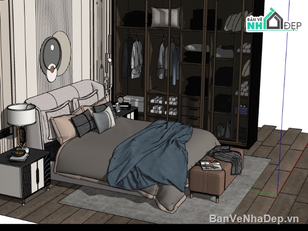 su thiết kế phòng ngủ hiện đại,su nội thất phòng ngủ hiện đại,mẫu sketchup phòng ngủ