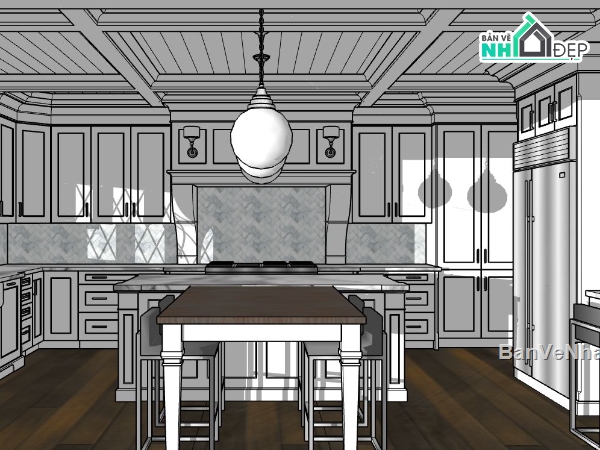 phòng bếp sketchup,su phòng bếp,model su phòng bếp
