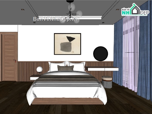 thiết kế phòng ngủ hiện đại,phòng ngủ sketchup,thiết kế phòng ngủ sketchup,su thiết kế phòng ngủ hiện đại