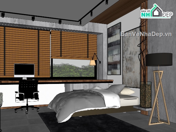 mẫu phòng ngủ,phòng ngủ sketchup,mẫu phòng ngủ sketchup,mẫu sketchup phòng ngủ