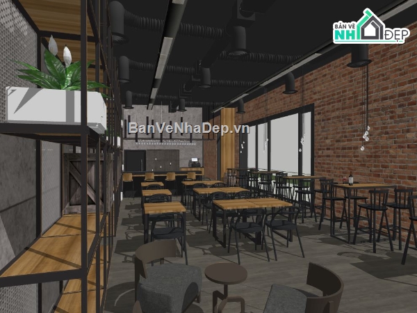 model su nhà hàng,sketchup nhà hàng,su nhà hàng