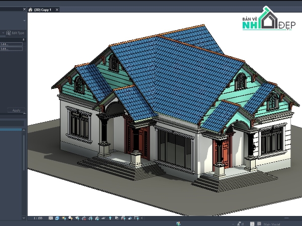 revit nhà mái thái,file revit mẫu nhà mái thái,revit nhà vườn,mẫu revit mái thái,model revit nhà vườn