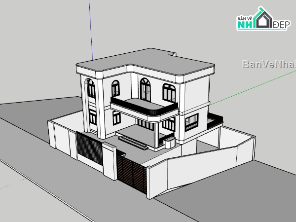 biệt thự 2 tầng,su biệt thự 2 tầng,sketchup biệt thự 2 tầng