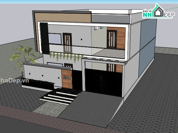biệt thự 2 tầng,su biệt thự,sketchup biệt thự