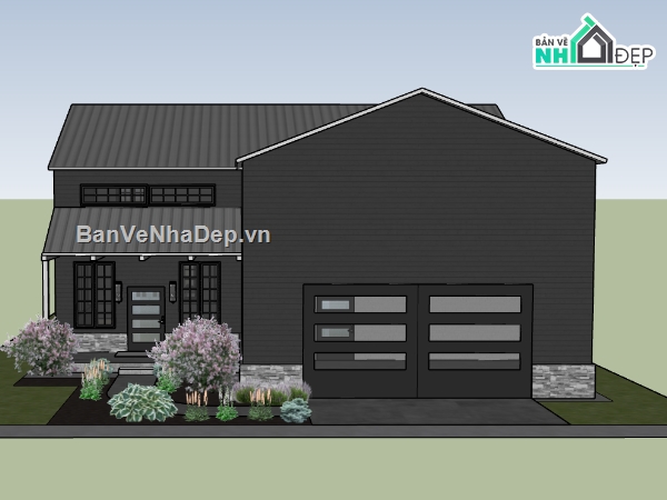 biệt thự 2 tầng,su biệt thự,sketchup biệt thự