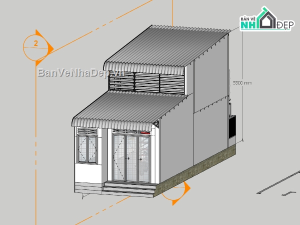 su nhà phố,sketchup nhà phố,nhà phố 2 tầng