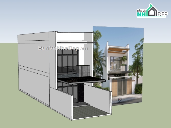 su nhà phố,sketchup nhà phố,su nhà phố 2 tầng,sketchup nhà phố 2 tầng