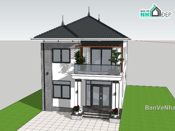 biệt thự mái nhật 2 tầng,nhà đẹp 8x15m,thiết kế biệt thự vườn hiện đại