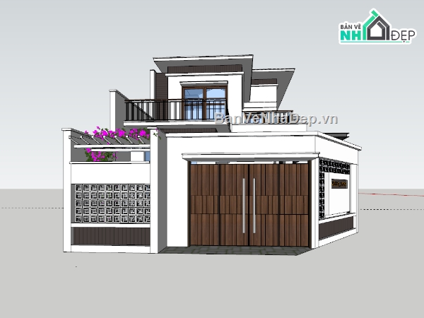 biệt thự 2 tầng,su biệt thự,sketchup biệt thự