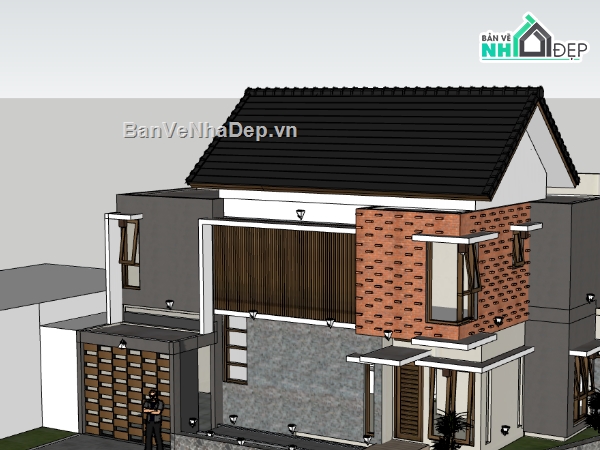 biệt thự 2 tầng,biệt thự sketchup,sketchup biệt thự,sketchup biệt thự 2 tầng