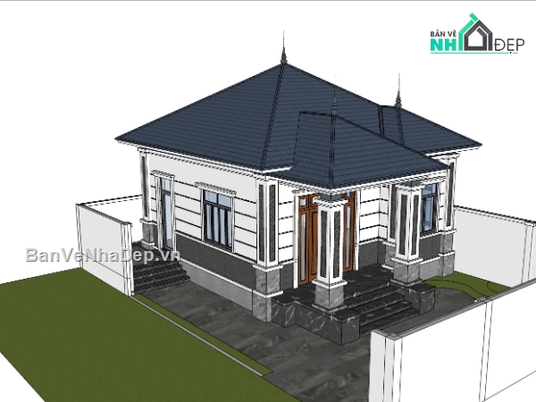 nhà cấp 4,su nhà cấp 4,sketchup nhà cấp 4