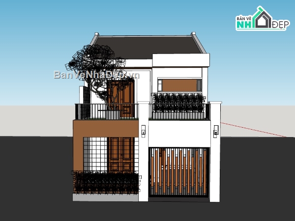 su nhà phố,sketchup nhà phố,sketchup nhà phố 2 tầng