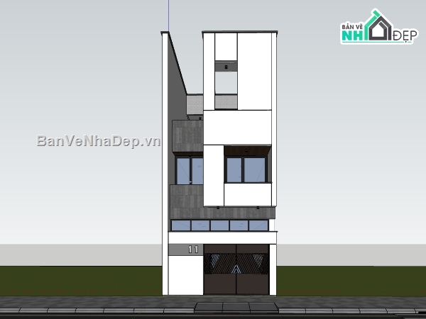 nhà phố 3 tầng,nhà phố 3 tầng sketchup,su nhà phố 3 tầng