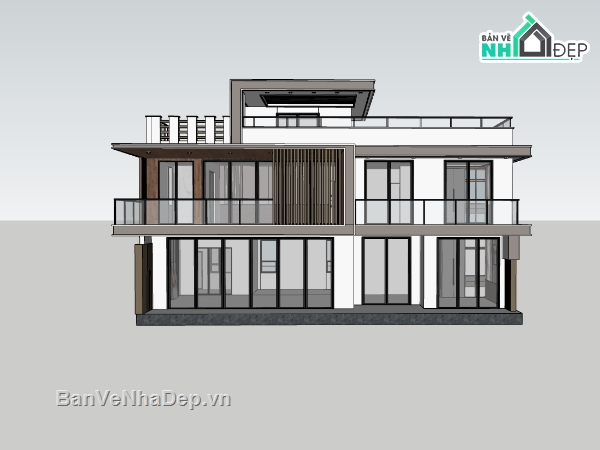 biệt thự 2 tầng,su biệt thự 2 tầng,sketchup biệt thự