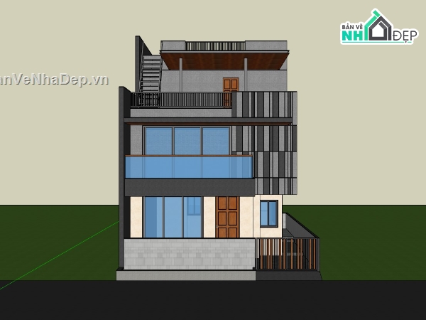 biệt thự 3 tầng,su biệt thự,sketchup biệt thự