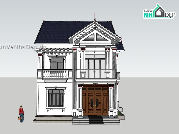 biệt thự 2 tầng,su biệt thự,sketchup biệt thự