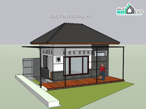 nhà cấp 4,su nhà cấp 4,sketchup nhà cấp 4