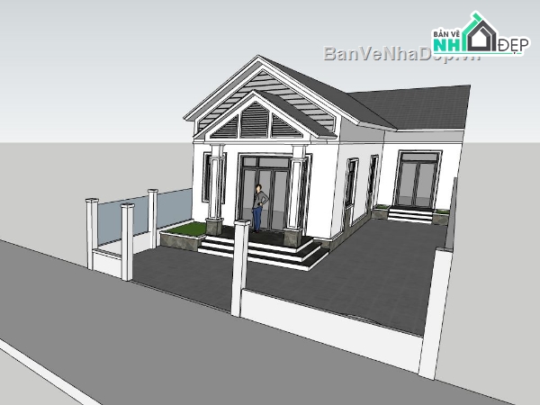 nhà cấp 4,nhà cấp 4 đẹp,phối cảnh nhà cấp 4 sketchup