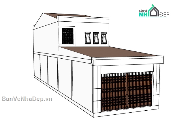 nhà phố 2 tầng,model sketchup nhà phố 2 tầng,phối cảnh nhà phố 2 tầng,thiết kế nhà phố 2 tầng