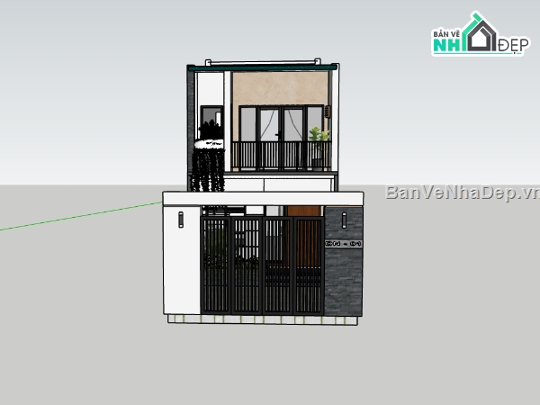 su nhà phố,sketchup nhà phố,sketchup nhà phố 2 tầng