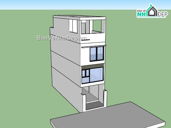 nhà 4 tầng,su nhà phố,sketchup nhà phố