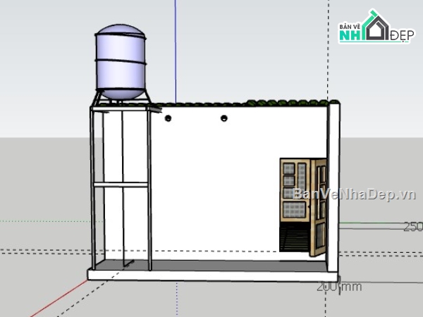 nhà cấp 4,nhà cấp 4 sketchup,sketchup nhà cấp 4,3d su nhà cấp 4