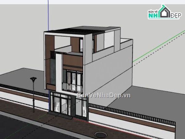 Nhà phố 2 tầng,model su nhà phố 2 tầng,sketchup nhà phố 2 tầng