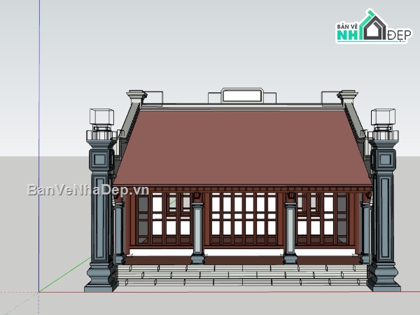 thiết kế nhà thờ,thiết kế nhà thờ sketchup,sketchup nhà thờ,thiết kế mẫu nhà thờ