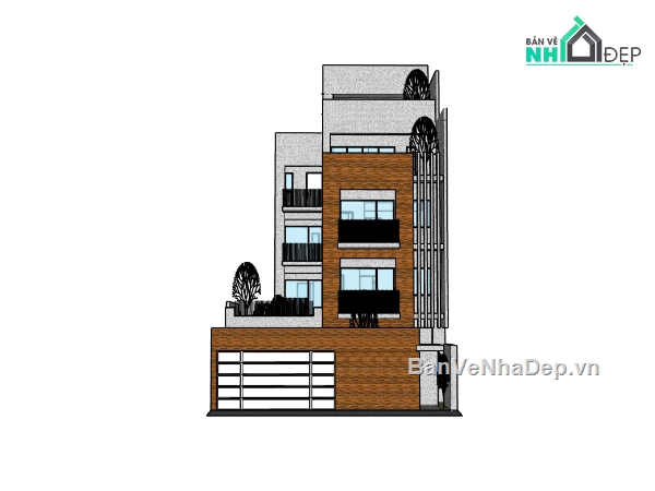 nhà phố 5 tầng,su nhà phố,sketchup nhà phố