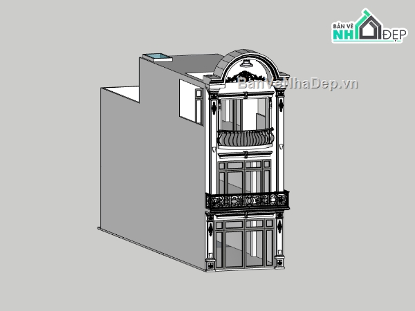 nhà phố 3 tầng,su nhà phố,sketchup nhà phố