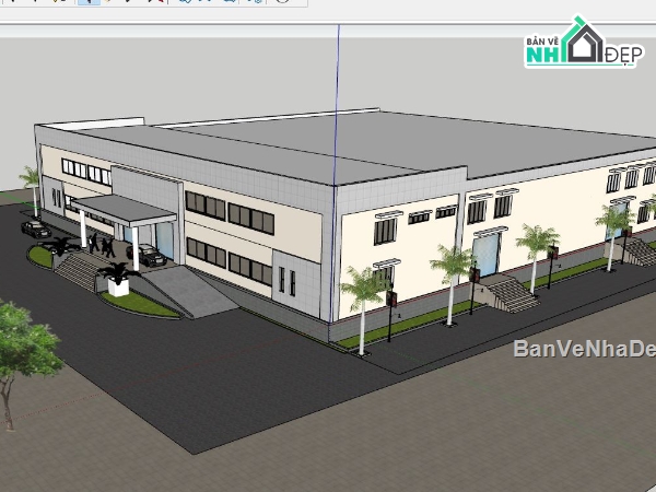 Mẫu nhà xưởng,file su nhà xưởng,model sketchup nhà xưởng