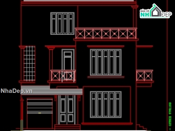 nhà phố 2 tầng 1 tum,thiết kế nhà phố 2 tầng,cad nhà phố 2 tầng