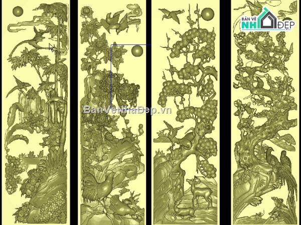 tứ quý cnc,tranh tứ quý cnc đẹp,file cnc tranh tứ quý