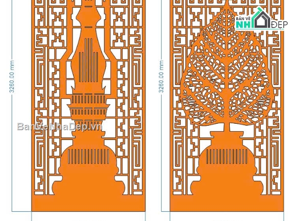 vách lá bồ đề,file dxf vách bồ đề,vách bồ đề cnc
