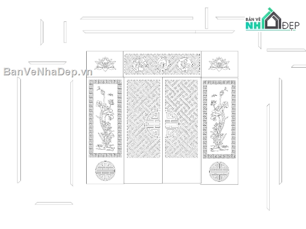 phòng thờ sketchup,vách cửa phòng thờ,file sketchup,vách cửa lùa cnc phòng thờ