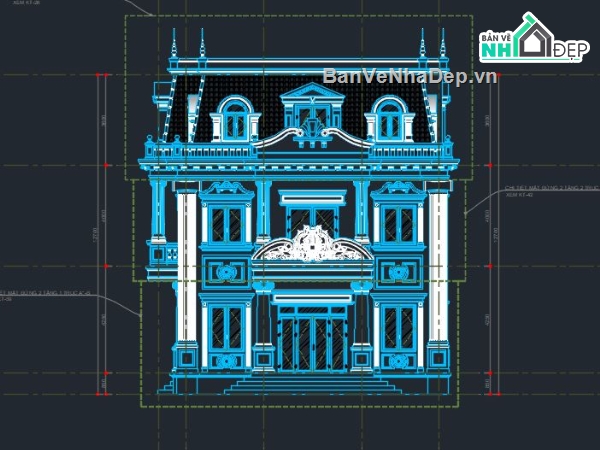 biệt thự 3 tầng,biệt thự 3 tầng cổ điển,kiến trúc biệt thự 3 tầng