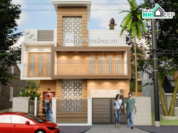 biệt thự 2 tầng,sketchup biệt thự,biệt thự hiện đại
