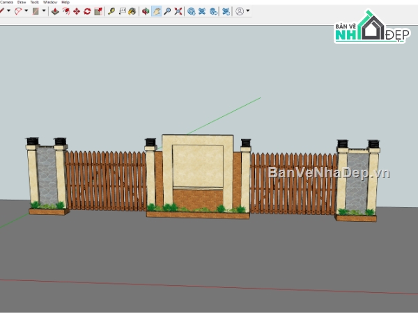 cổng file sketchup,File sketchup cổng saw,file su cổng tường rào,model su tường rào