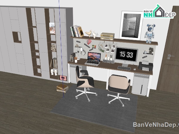 bàn làm việc,File sketchup  nhà làm việc,bàn làm việc hiện đại