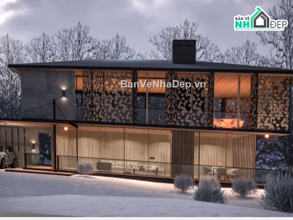 nghỉ dưỡng,Model sketchup nhà 2 tầng,nhà nghỉ dưỡng,sketchup nhà nghỉ dưỡng 2 tầng